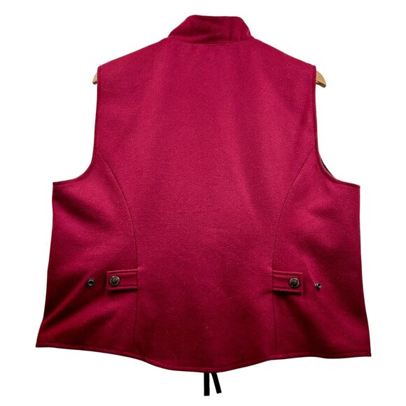 Powder River Outfitters Women's Wool Zip Vest Maroon Western Ranchwear SZ XL - Picture 2 of 9